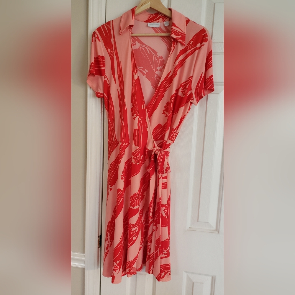 Coral/ Pink print dress